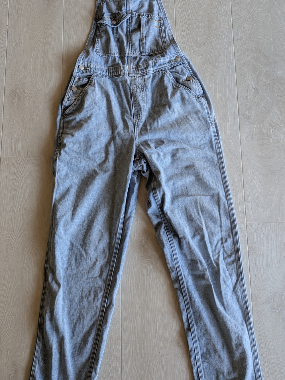 Outerknown Light Blue Denim Overalls Strap Detail